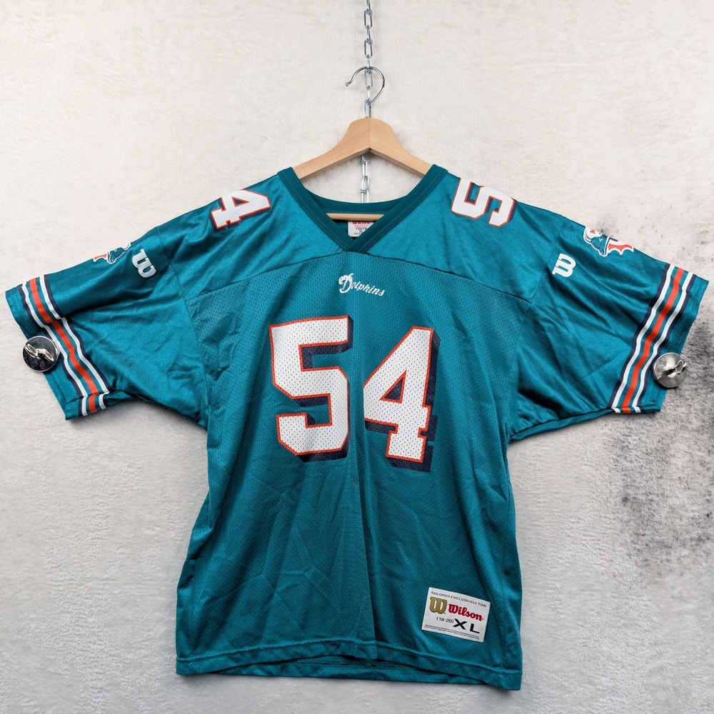 VTG Miami Dolphins Wilson Jersey Men's S Teal Zach Thomas 54 Mesh Sportswear 90s